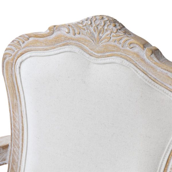 2X Armchair White Washed Wooded & Beige Color Fabric