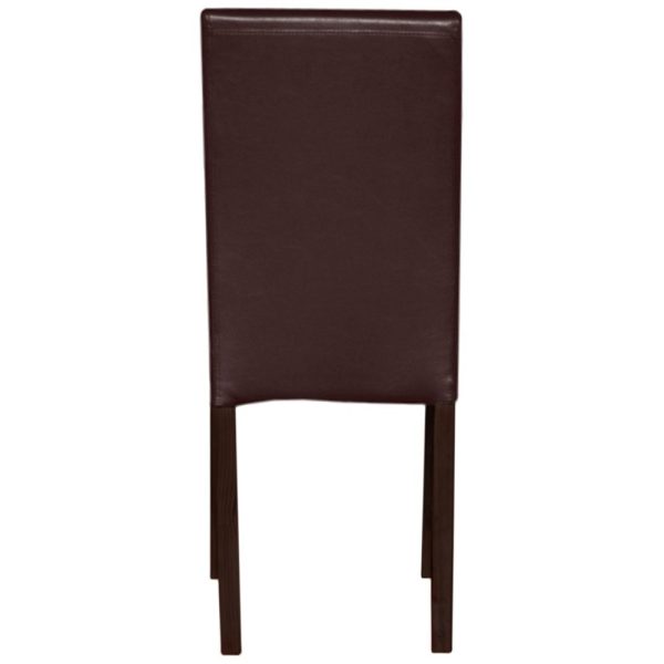 2x Wooden Frame Brown Leatherette Dining Chairs with Solid Pine Legs