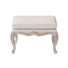 Ottoman Linen Fabric Beige Oak Wood White Washed Finish