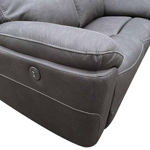 2R Finest Fabric Electric Recliner Feature Multi Positions Ultra Cushioned USB Outlets in Charcoal Colour