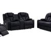 3+2+1 Seater Electric Recliner Stylish Rhino Fabric Black Lounge Armchair with LED Features