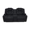 3+2+1 Seater Electric Recliner Stylish Rhino Fabric Black Lounge Armchair with LED Features