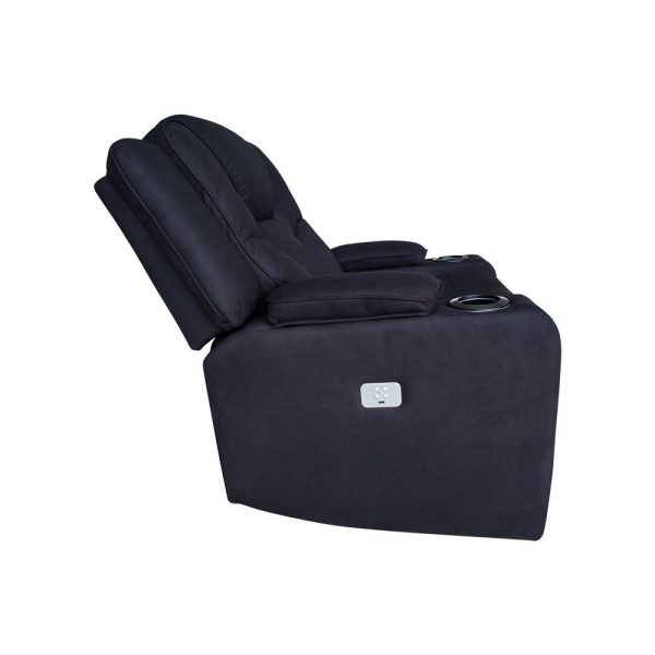 3+2 Seater Electric Recliner Stylish Rhino Fabric Black Lounge Armchair with LED Features