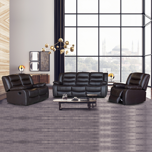 3+2+1 Seater Recliner Sofa In Faux Leather Lounge Couch in Brown