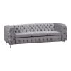 3+2+1 Seater Sofa Classic Button Tufted Lounge in Grey Velvet Fabric with Metal Legs