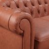 3+2 Seater Brown Sofa Lounge Chesterfireld Style Button Tufted in Faux Leather