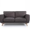 2 Seater Sofa Brown Fabric Lounge Set for Living Room Couch with Solid Wooden Frame