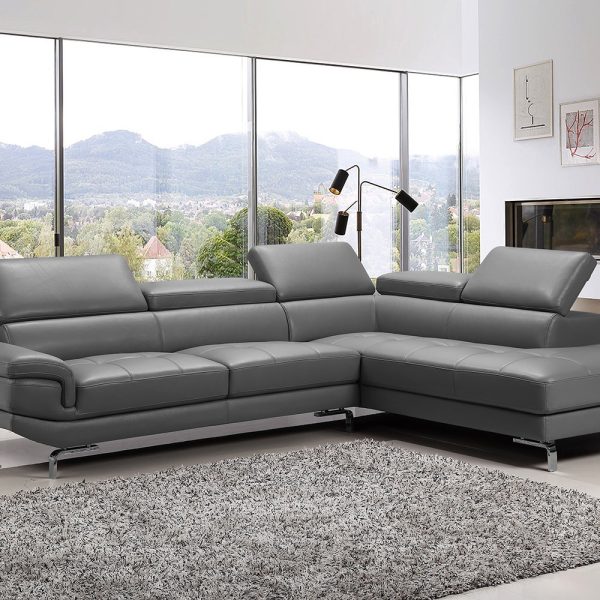 5 Seater Lounge Set Grey Colour Leatherette Corner Sofa for Living Room Couch with Chaise