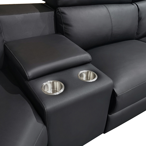 Genuine Leather 6 Seater Corner Sofa With 2 Electric Recliners And Reversible Console