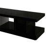 TV Cabinet with 2 Storage Drawers With High Glossy Assembled Entertainment Unit in Black & White colour