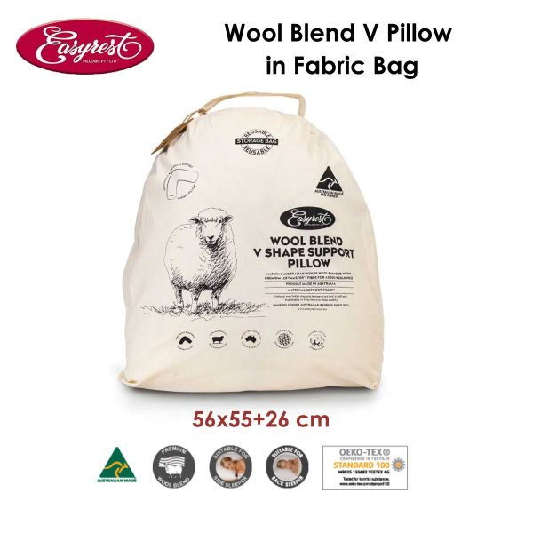 Wool Blend V Pillow in Fabric Bag