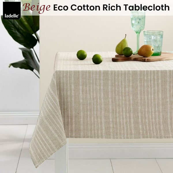 Beige Eco Cotton Rich Tablecloth 150 x 265 cm