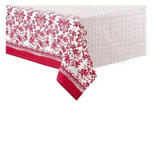 Watercolour Floral Tablecloth 8 to 10 Seater Oblong 150 x 265 cm Red