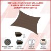 Rectangle Sun Shade Sail Fabric Garden Patio Pool Awning Canopy Cover Coffee