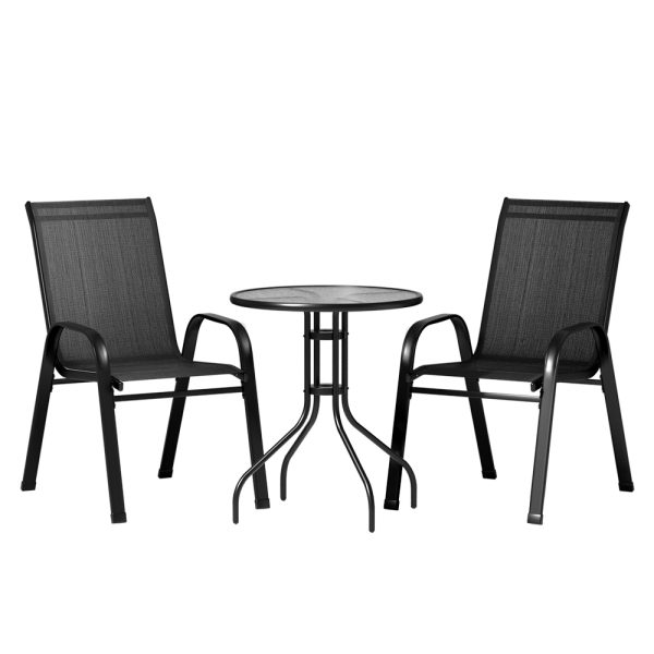 Outdoor Furniture Table and chairs Stackable Bistro Set Patio Coffee