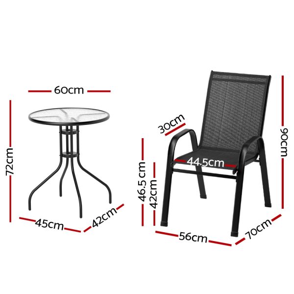 Outdoor Furniture Table and chairs Stackable Bistro Set Patio Coffee