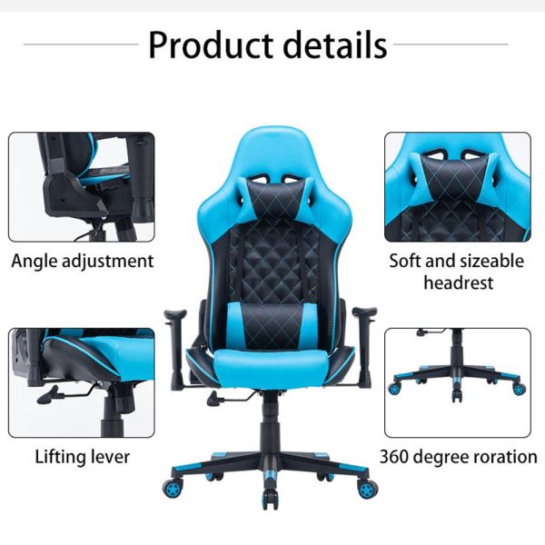 Gaming Chair Ergonomic Racing chair 165° Reclining Gaming Seat 3D Armrest Footrest