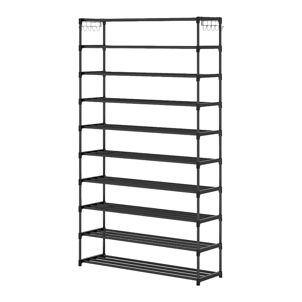 10 Tier Black Shoe Rack Metal Shoe Storage Organizer Rack 50-Pair Large Capacity