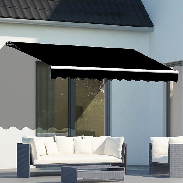 Motorised Outdoor Folding Arm Awning Retractable Sunshade Canopy Black 4.0m x 3.0m