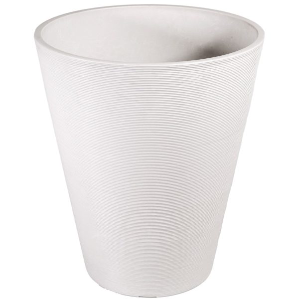 Decorative Textured Round White Planter 47cm