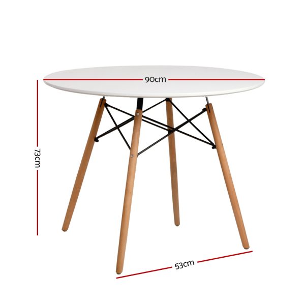 Dining Table 4 Seater Round Replica DSW Eiffel Kitchen Timber White