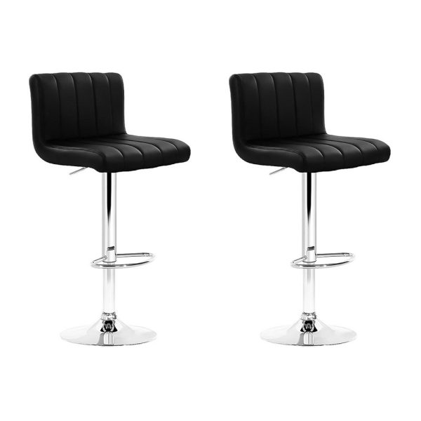 Line Style PU Leather Bar Stools – Black