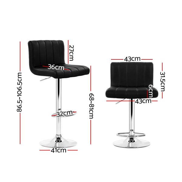 Line Style PU Leather Bar Stools – Black