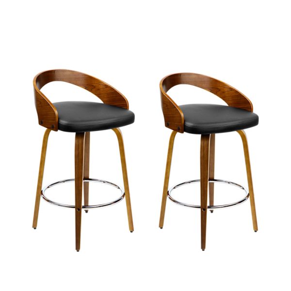 Walnut Wood Bar Stools – Black and Brown