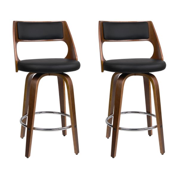 Wooden Bar Stools PU Leather – Black and Wood