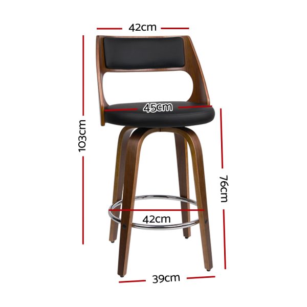 Wooden Bar Stools PU Leather – Black and Wood