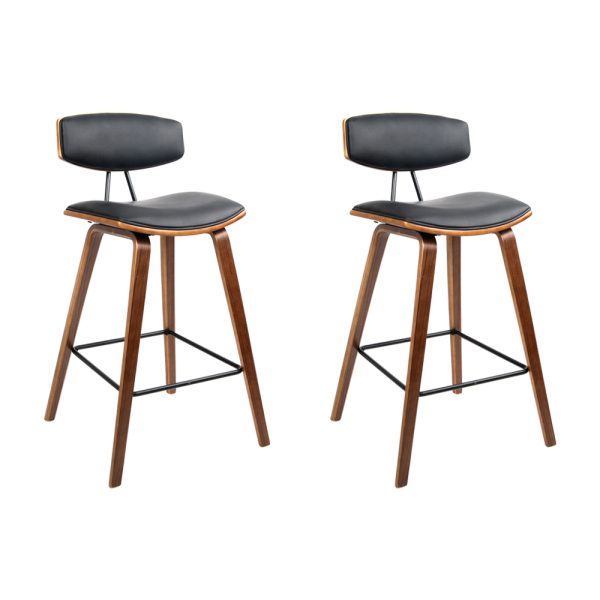 PU Leather Circular Footrest Bar Stools – Black