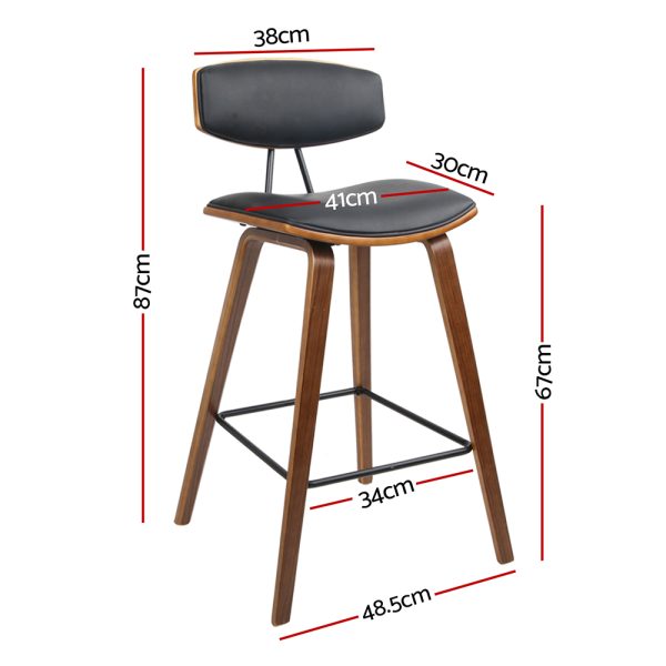 PU Leather Circular Footrest Bar Stools – Black