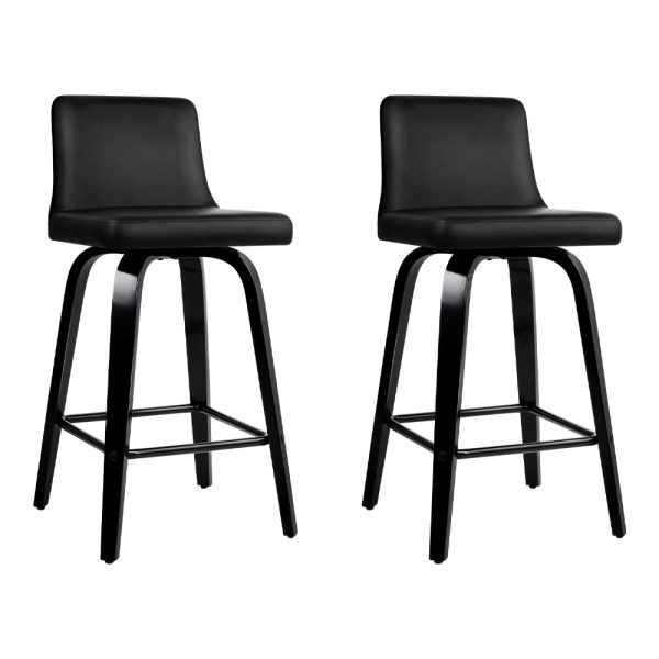 Wooden PU Leather Bar Stool – Black