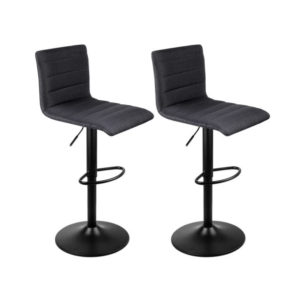 Faux Linen Bar Stools – Black