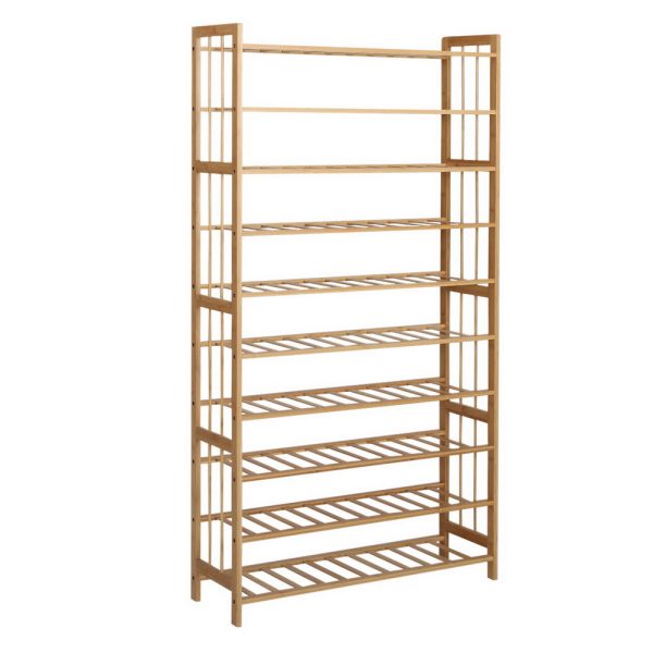 10-Tier Bamboo Shoe Rack Wooden Shelf Stand Storage Organizer