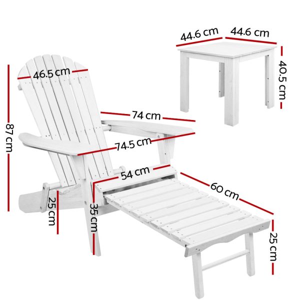 3 Piece Outdoor Beach Chair and Table Set