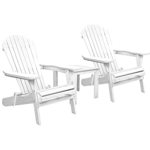 3 Piece Wooden Outdoor Beach Chair and Table Set