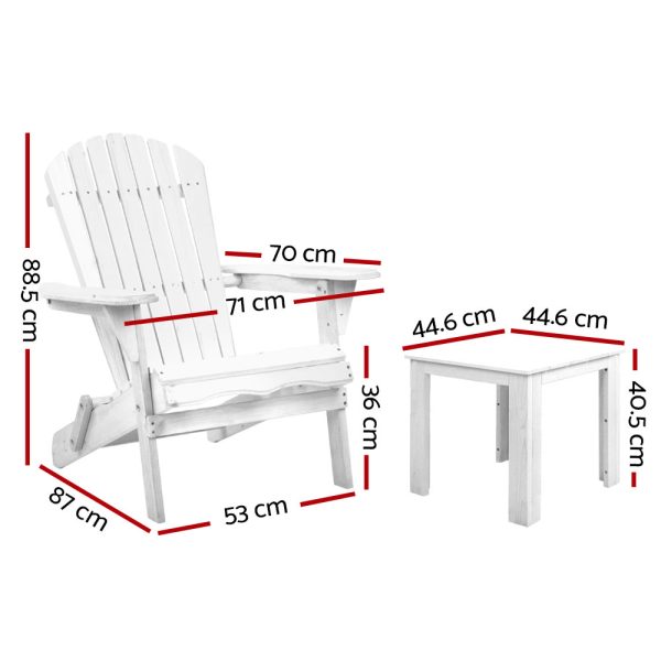 3 Piece Wooden Outdoor Beach Chair and Table Set