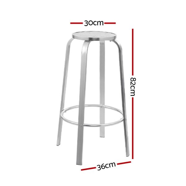 2-Piece Outdoor Bar Stools Patio Indoor Bistro Aluminum Chairs