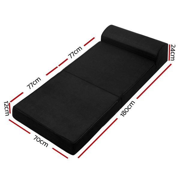 Barnoldswick Bedding Folding Foam Mattress Portable Sofa Bed Mat Air Mesh Fabric Black