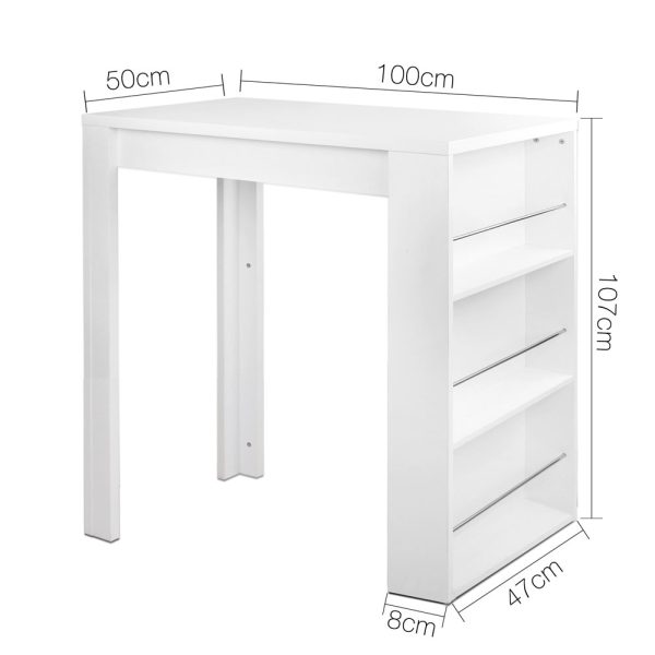 Bar Table 3-tier Storage Shelves White