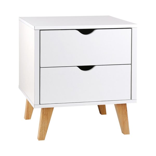 Bedside Table 2 Drawers – ANDERS White