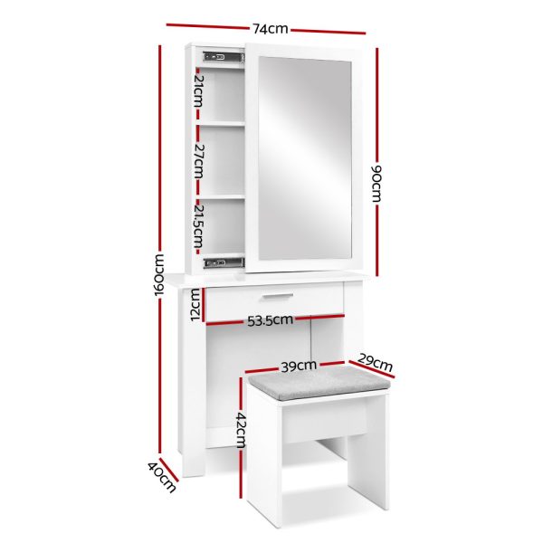 Dressing Table Mirror Stool Mirror Jewellery Cabinet Makeup Storage Wood