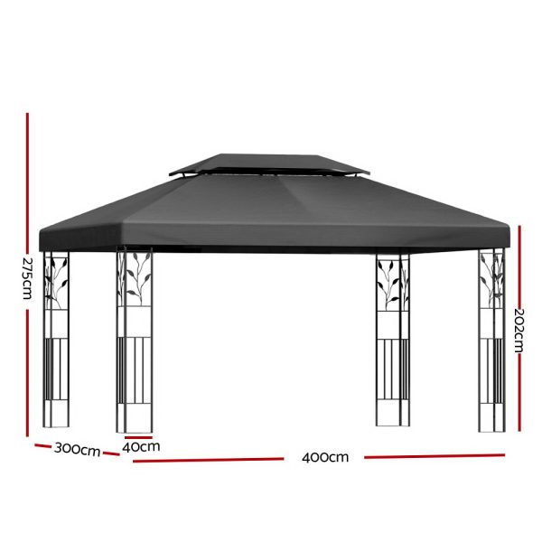 Gazebo 4x3m Marquee Outdoor Wedding Party Event Tent Home Iron Art Shade Grey