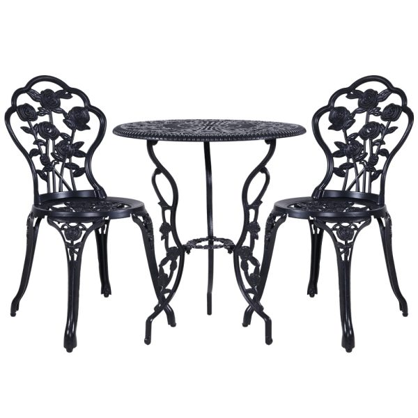 3PC Outdoor Setting Cast Aluminium Bistro Table Chair Patio