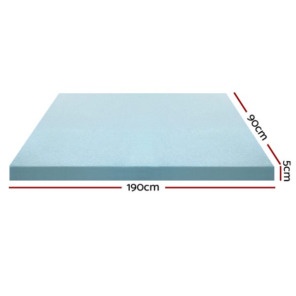 Bedding Cool Gel Memory Foam Mattress Topper w/Bamboo Cover 5cm