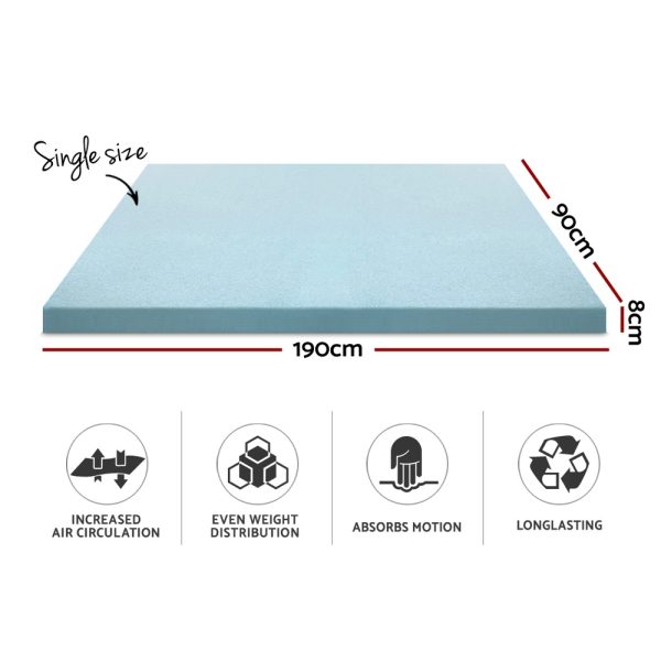 Bedding Cool Gel Memory Foam Mattress Topper w/Bamboo Cover 8cm