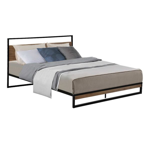 Apache Metal Bed Frame Mattress Base Platform Foundation Black Dane