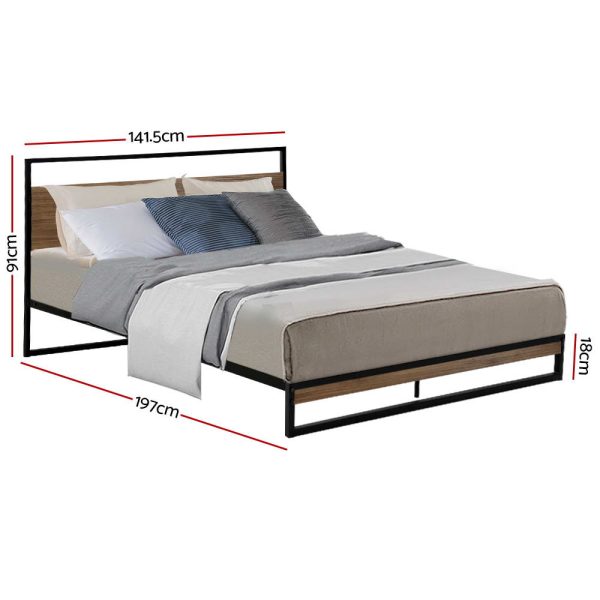 Apache Metal Bed Frame Mattress Base Platform Foundation Black Dane