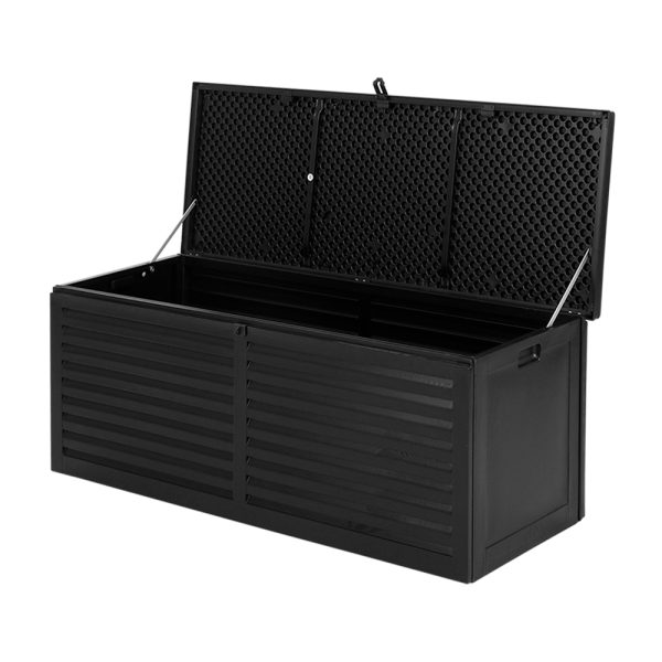 Outdoor Storage Box 390L Container Lockable Garden Bench Shed Tools Toy All Black